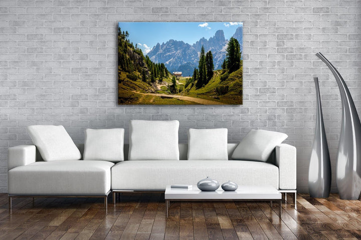 deyoli Italienische Berglandschaft mit Waldhütte Format: 80x60 als Leinwandbild, Motiv fertig gerahm