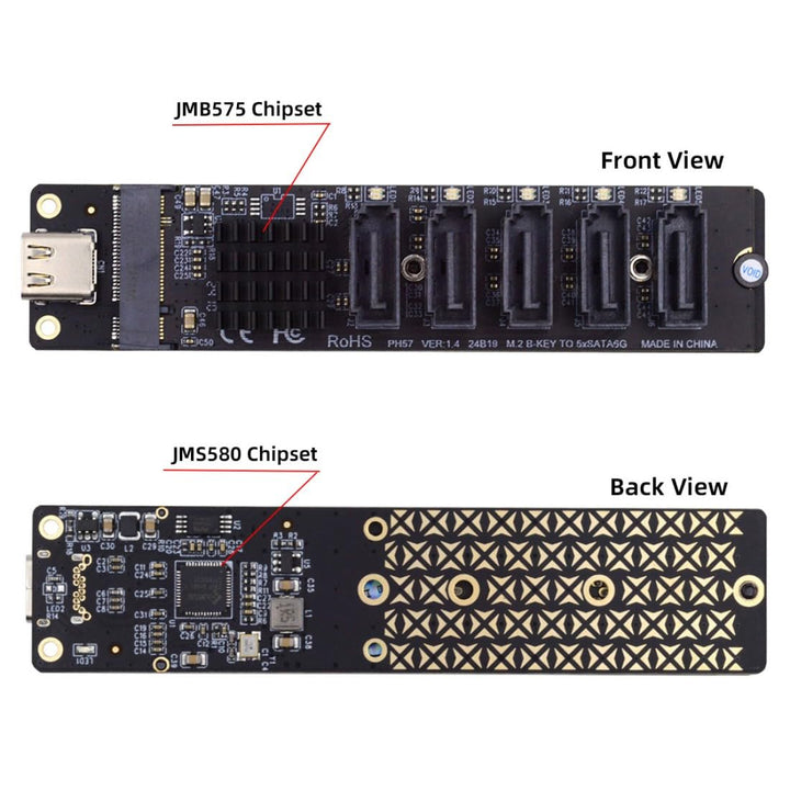 chenyang USB 3.1 Gen 2 zu 5 SATA 3.0 Port Multiplikator Erweiterungskartenadapter für Motherboard Sa