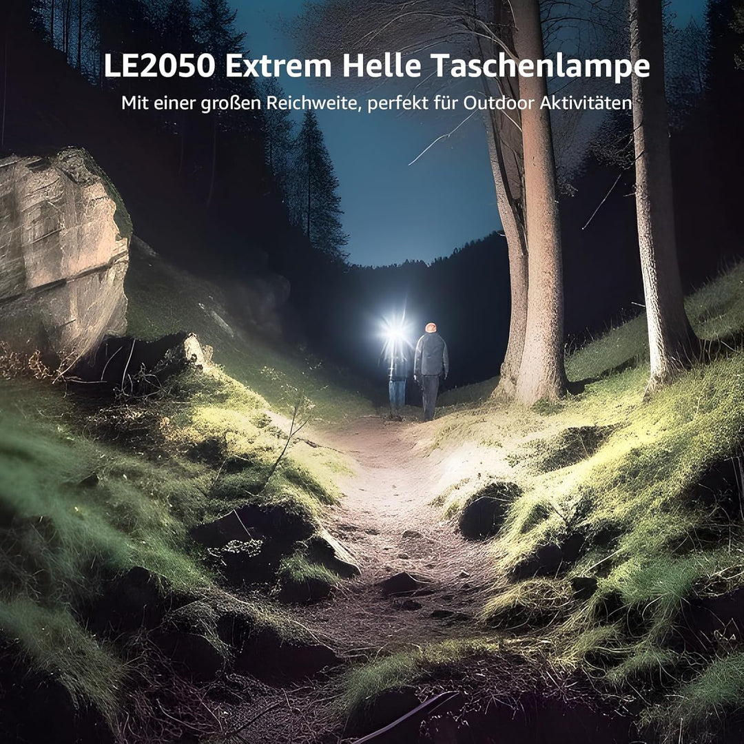 Lepro LED Taschenlampe, LE2050 Extrem Hell, mit Clip, Zoombare Handlampe mit 5 Modi, Wasserdichte Fl