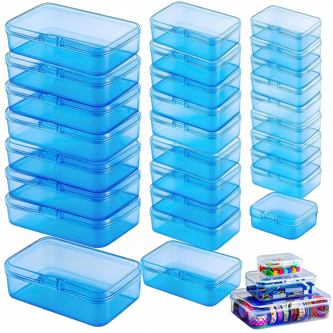 LJY 28-Stück Kleine Aufbewahrungsboxen mit Deckel, 3 Grössen, Stapelbare Sortierbox für Perlen, Bast