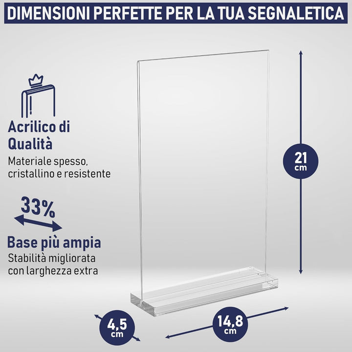 Dasher Products A5 Acryl-Schilderhalter, 6 Stück, schlank and vielseitig, polierte Kanten, double di