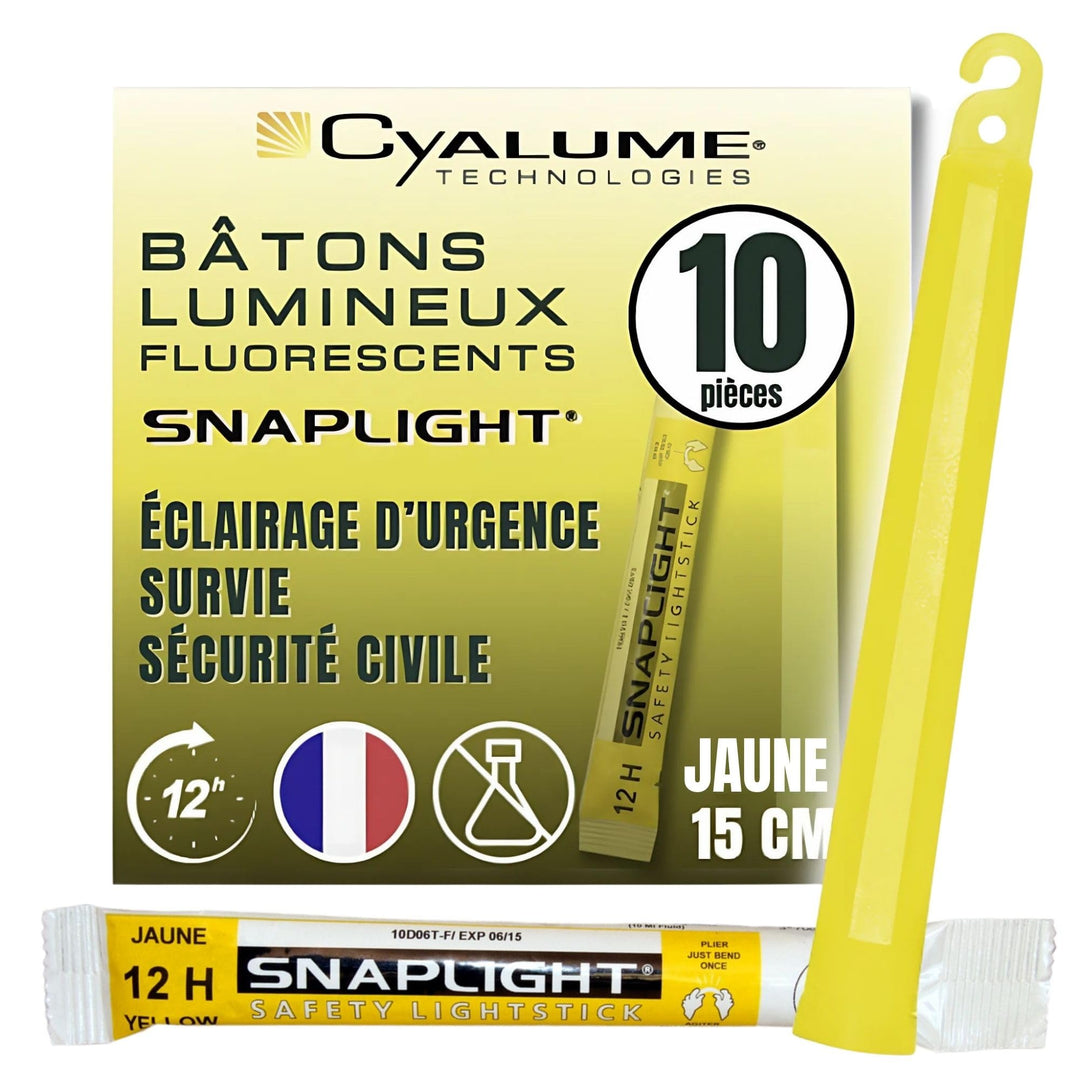 Cyalume SnapLight Knicklichter in Gelb (10-er Pack) - 15 cm Glow Sticks mit Haken am Ende - ultra he