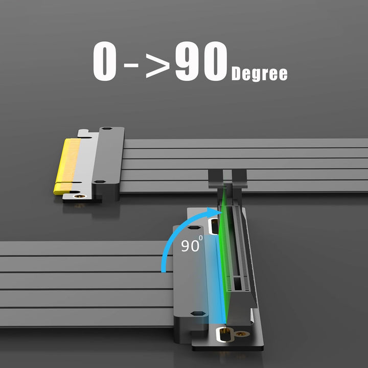 glotrends Riser-Kabel PCIe 4.0 x16-200mm, Female 90 Grad Winkel, Kompatibel mit Gen 4 GPUs, wie RTX4