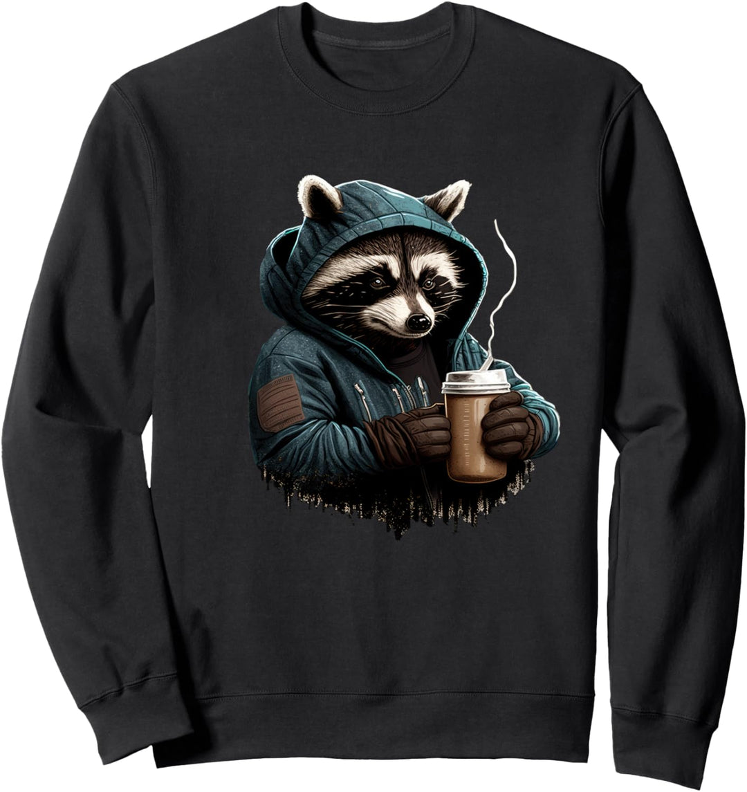 Waschbär mit Kaffee Sweatshirt