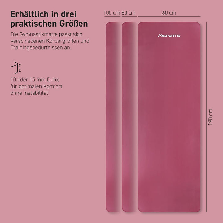MSPORTS Gymnastikmatte | Yogamatte Premium rutschfest inkl. Tragegurt + Übungsposter + Workout App I