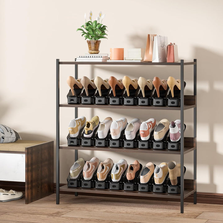 Neprock Schuh-Organizer, verstellbare Schuhschlitze, platzsparend, doppelstöckiges Schuhregal, Halte