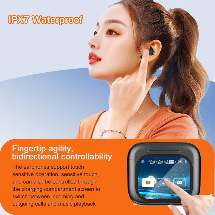 Bluetooth Kopfhörer, In Ear Kopfhörer Kabellos mit Touchscreen, Bluetooth 5.4 HiFi Stereo mit ANC/EN