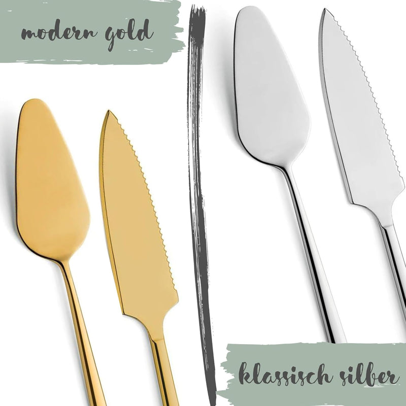 Tortenheber inkl. Tortenmesser im Set mit persönlicher Gravur als Geschenk zur Hochzeit, Jahrestag,