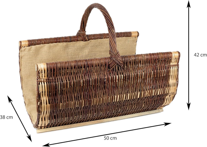 Tigana - Kaminkorb Holzkorb Kaminholzkorb aus Weide mit Jute 50 cm - 90150-50 2F