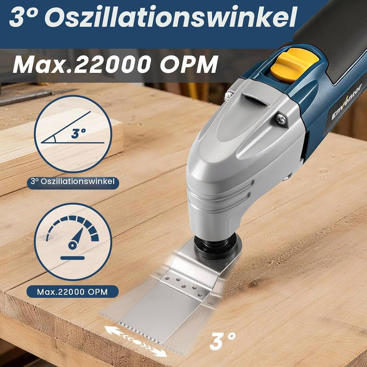 Enventor 200W Oszillationswerkzeug, 22000RPM, 3° Oszillationswinkel, Oszillierendes Multifunktionswe