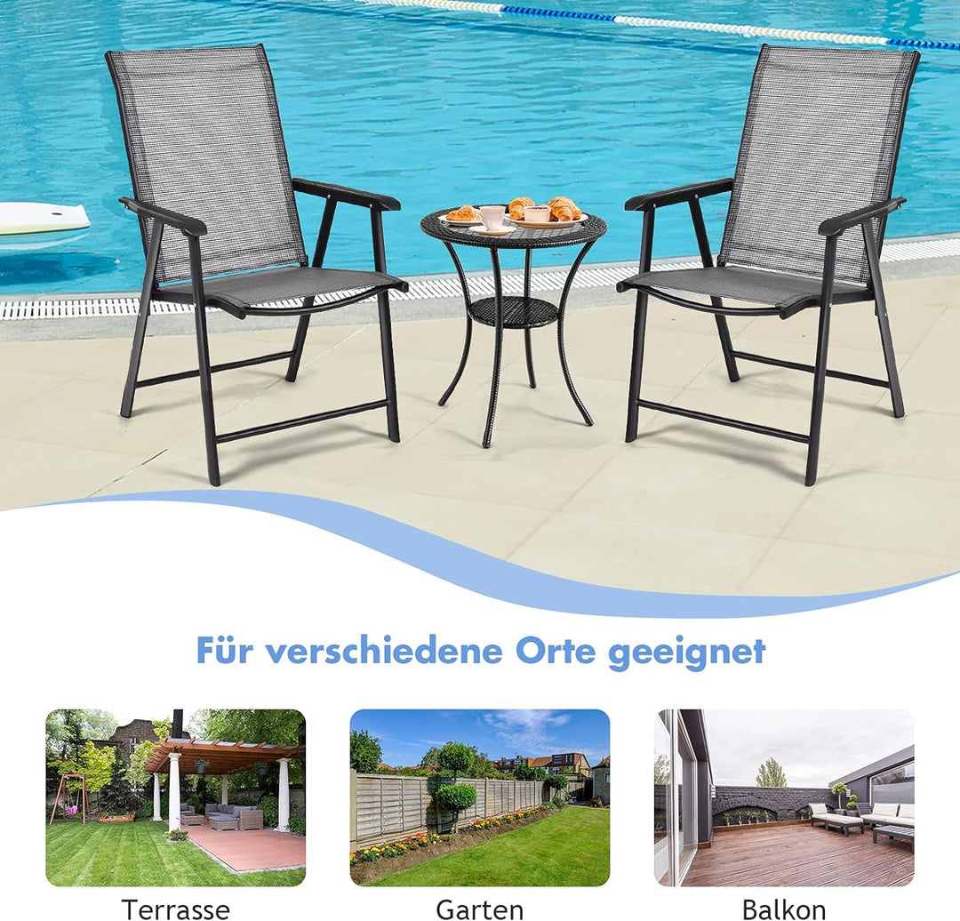 GOPLUS 2er Set Klappstuhl für Indoor und Outdoor, Gartenstuhl mit Rückenlehne und Armlehne, Balkonst