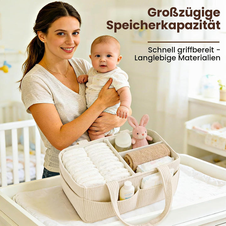 Wickeltasche Organizer, Wickeltisch Organizer, Tragbarer Wickelkorb mit Herausnehmbaren Fächern, Bab