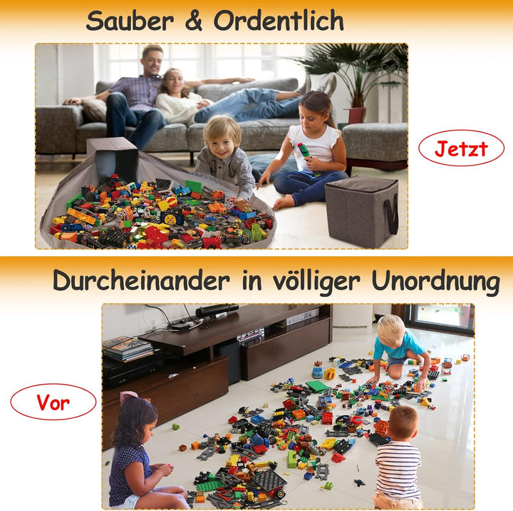 Spielzeug Tasche für Lego Spielmatte – Duplo Spielzeug Aufbewahrungsbehälter für Kinder mit Deckel d