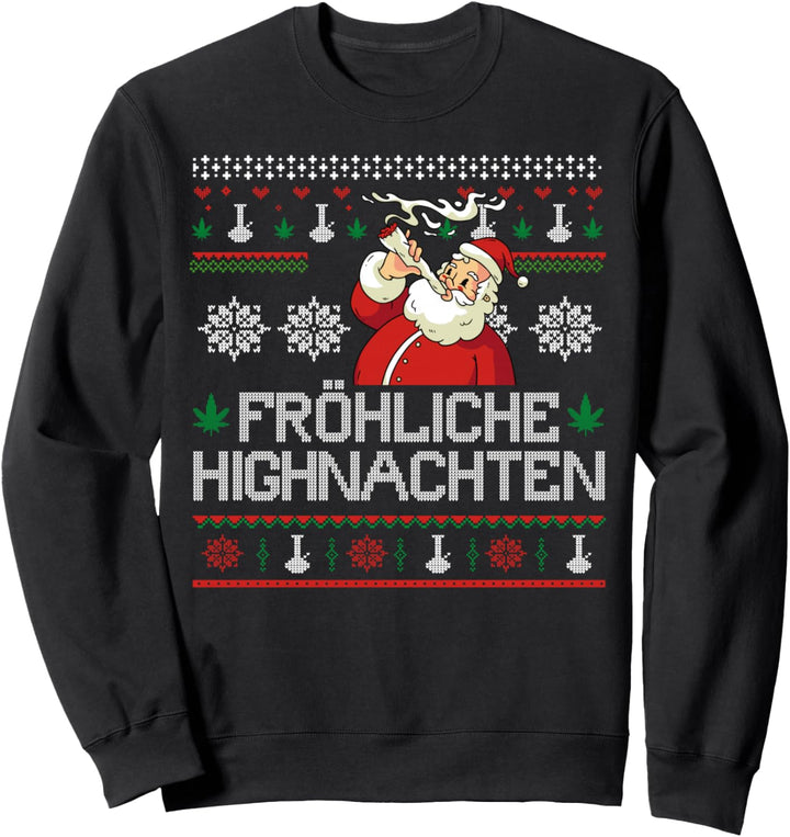Fröhliche Highnachten Ugly Christmas Geschenk Hanf Marihuana Sweatshirt