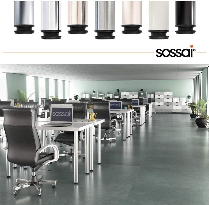 sossai® Premium Tischbeine TBCH | höhenverstellbar | Design: Chrom | 4 Stück | Höhe: 82 cm (820 mm)