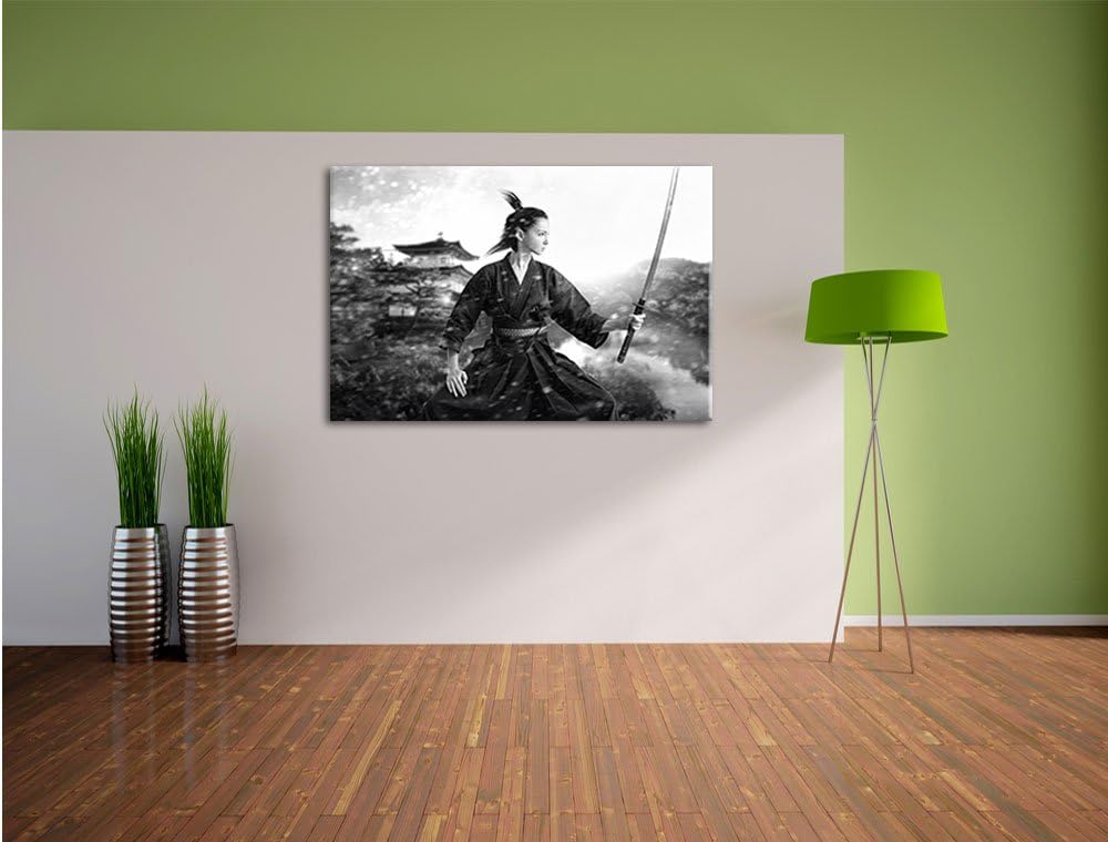 Pixxprint Samurai-Kriegerin als Leinwandbild/Grösse: 100x70 cm/Wandbild/Kunstdruck/fertig bespannt,