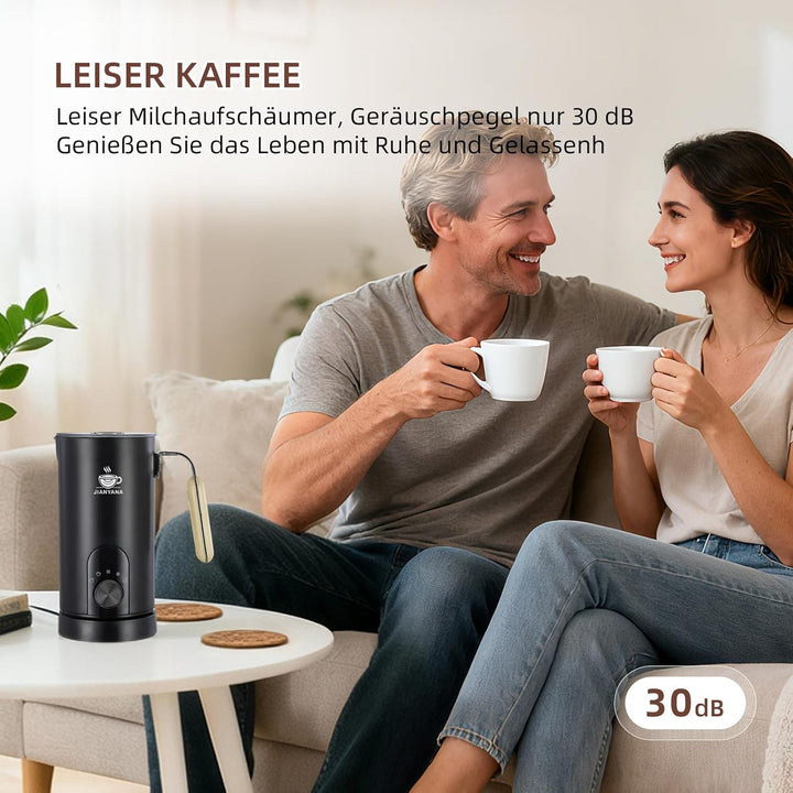 JIANYANA Elektrischer Milchaufschäumer 5-in-1,350ml Edelstahl Milchschäumer Heiss & Kalt mit,Leise,F