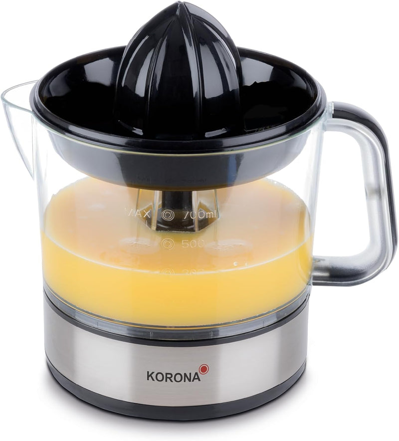 Korona 27020 Zitruspresse | 40 Watt | 0,7 L Kapazität | 2 Presskegelgrössen | Staubschutzdeckel | Re