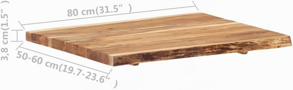 vidaXL Massivholz Tischplatte Baumkante Massivholzplatte Akazie 80x(50-60) x3,8cm 80 x 60 x 3.8 cm,