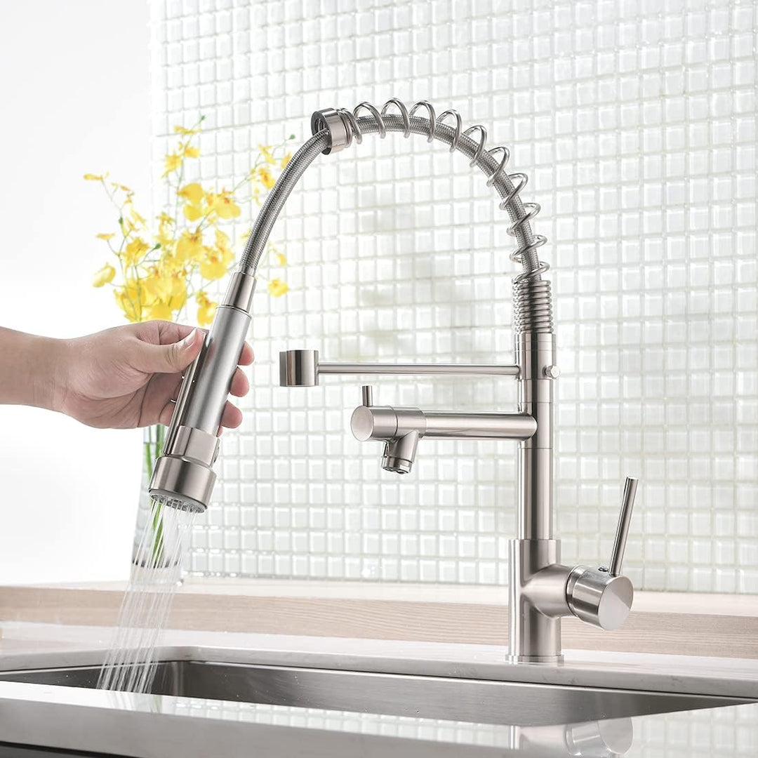 AIMADI Wasserhahn Küche Küchenarmatur mit Brause 360° schwenkbar Mischbatterie Spiralfeder Armatur S
