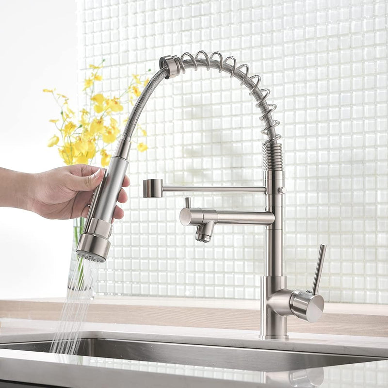 AIMADI Wasserhahn Küche Küchenarmatur mit Brause 360° schwenkbar Mischbatterie Spiralfeder Armatur S