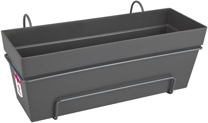 Elho Loft Urban Balkonkasten Allin 1 50 - Übertopf für Balkon & Aussen - Ø 49 x H 20.5 - Anthrazit 5