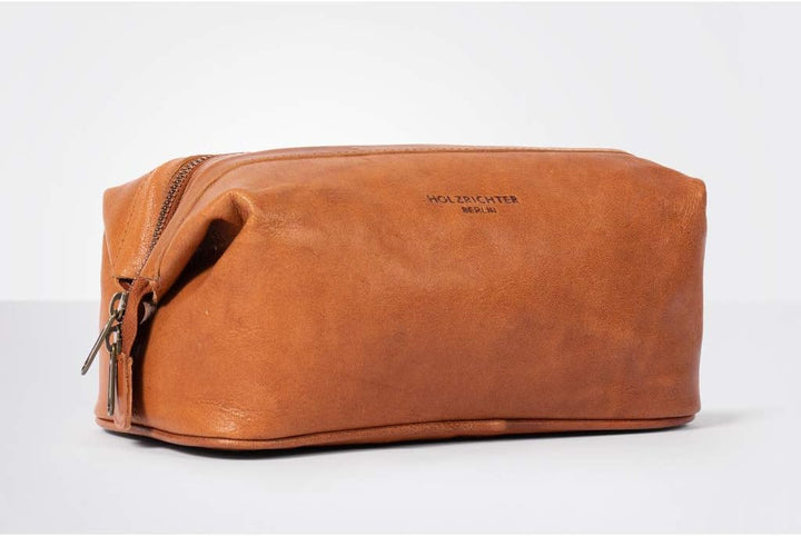 HOLZRICHTER Berlin Kulturbeutel No 5-1 (M) Cognac - Grosse, hochwertige Kulturtasche handgefertigt a