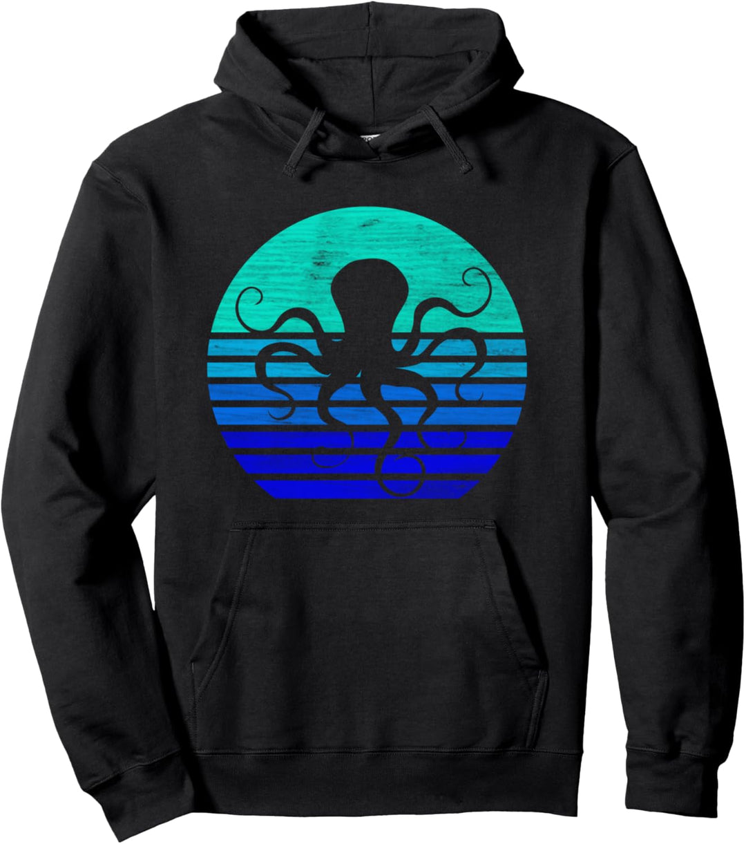 Retro Oktopus Silhouette Pullover Hoodie