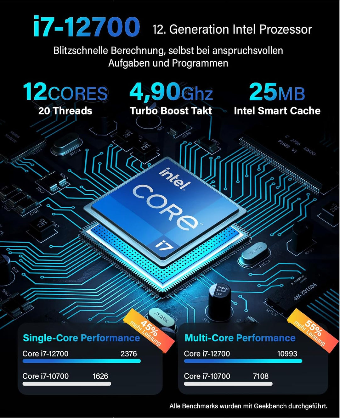 Greed® Ultra V2 PC mit Intel Core i7 10700F - Schneller Rechner - Computer für Büro &amp; Home Office mi