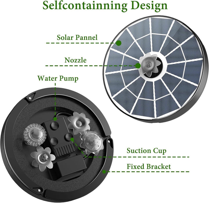 AISITIN Solarbrunnen für Draussen, Solar Springbrunnen für Aussen 3,7W mit 4 Sprüh Effekten,Solar Te