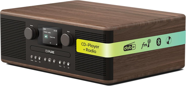 Pure Classic C-D6 Musiksystem (CD-Player, DAB+/FM, Bluetooth, AUX, USB, Wecker, Sleeptimer) Coffee B