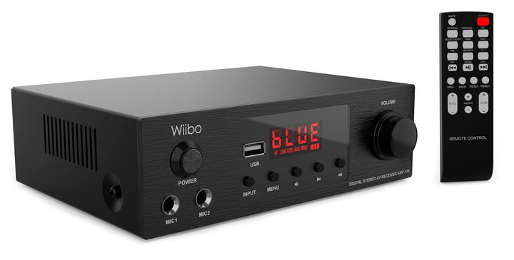 Wiibo AMP-100 Amplificador HiFi Bluetooth Con Respuesta Lineal. 50W + 50W. Con 2 Entradas Micrófono