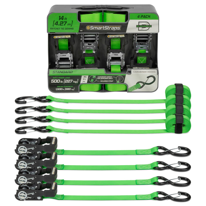 SmartStraps 3,6 m, gepolsterte Ratschen-Spanngurte, 4 Stück, Standard-Spanngurte – 7 kg Bruchfestigk