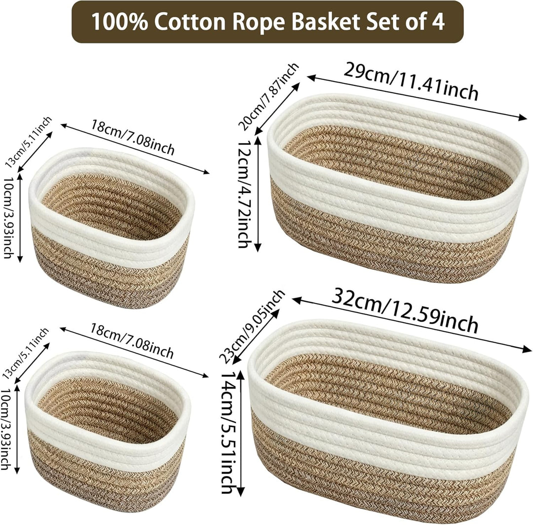 4 Stück Aufbewahrungskorb Geflochten Baumwollseil,Stapelbare Speicher Storage Basket,Stapelbare Korb