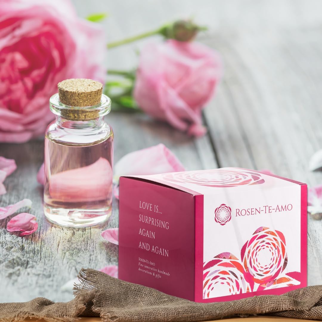 Rosen-Te-Amo | Premium konservierte ewige rote Rose | duftend | handgefertigt mit echten Deko-Foliag