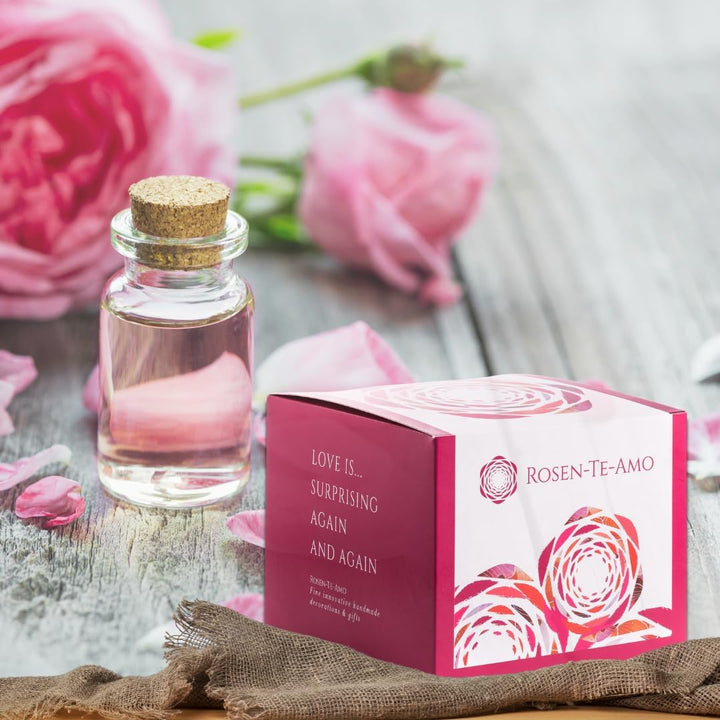 Rosen-Te-Amo | Premium konservierte ewige rote Rose | duftend | handgefertigt mit echten Deko-Foliag