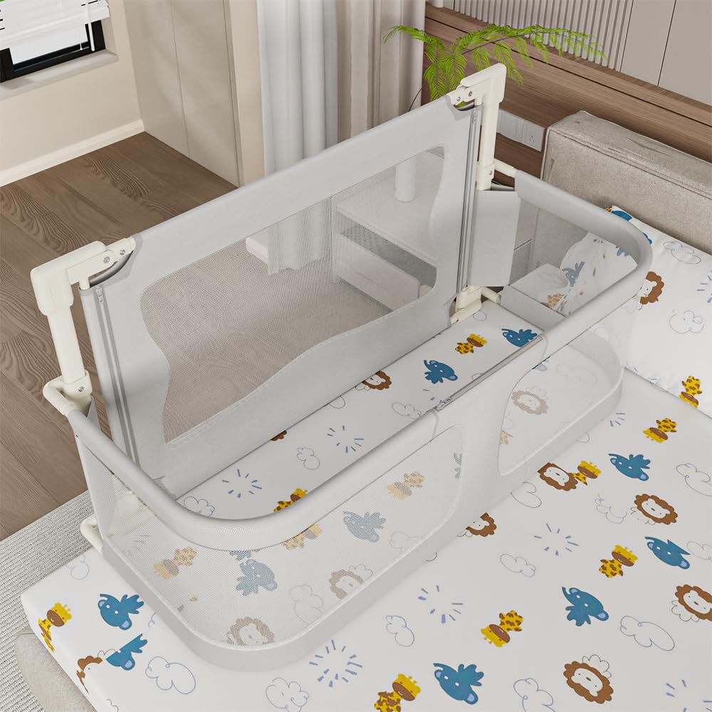 OHMG Bettgeländer,Sicherheitsgitter für Kinder,Sicherheitsgitter für Bett,höhenverstellbar,tragbar,B
