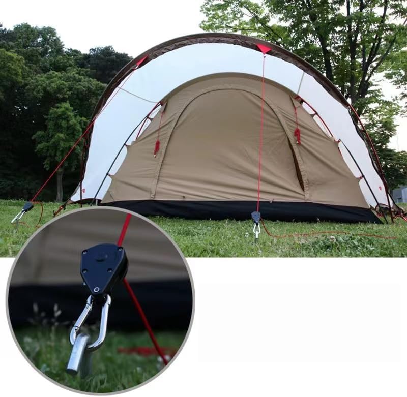 4x Seilratsche mit Haken, Tragkraft 68 kg, Ø 1/8 Zoll, 2,4 M einstellbare Abspannseile mit Ratsche,