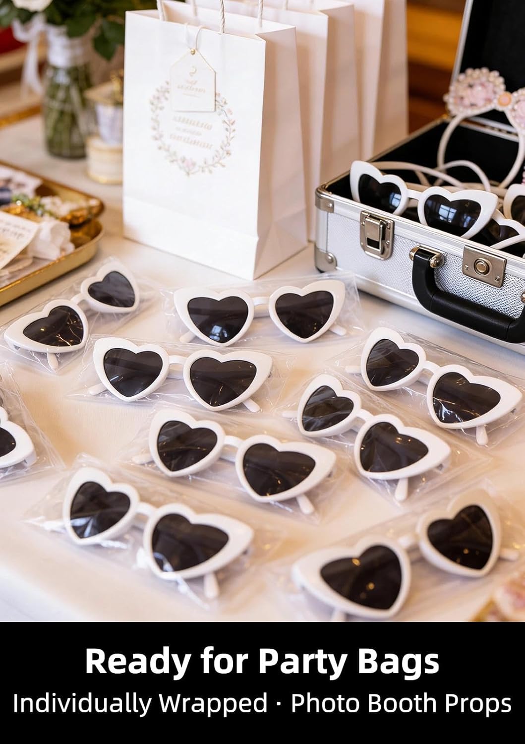 Weisse schwarze Herz-Partybrille in Herzform, Retro-Katzenaugen-Brille für Junggesellinnenabschied,