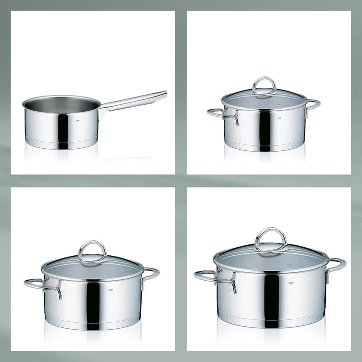 kela Topfset Induktion 4teilig CAILIN, Kochtopf Set mit Glasdeckel, Edelstahl 18/10, unbeschichtet,