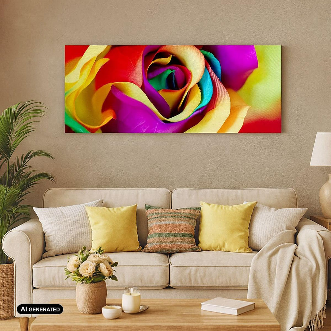 Wandbilder Dekoration Wohnzimmer Blume Farbe Rose Panorama Bilder auf Leinwand 120x50cm Leinwandbild