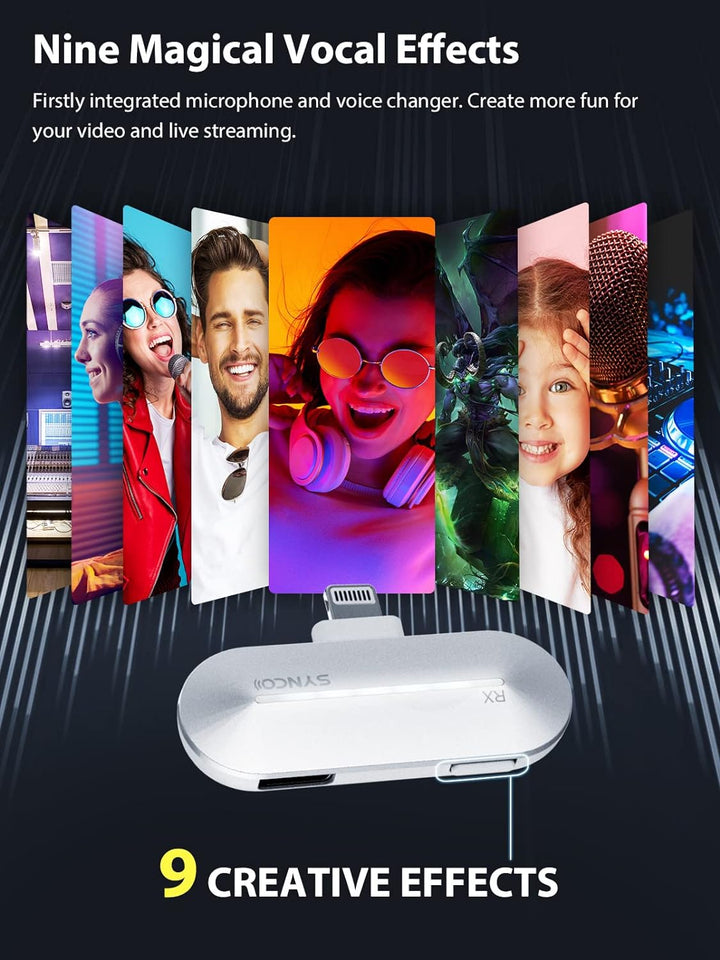 SYNCO Kabelloses Lavalier Mikrofon für iPhone, P1SL 2.4GHz Lavalier-Mikrofon Drahtlos für iPad mit L