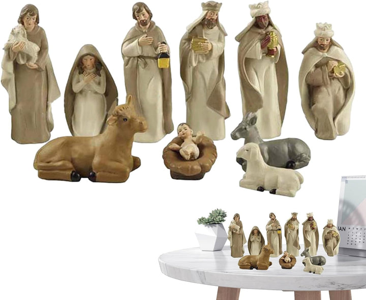 Weihnachtskrippe Krippenfiguren Set 10 Teilig Jesu Geburt Mit Maria Josef Jesuskind 3 Könige Hirten
