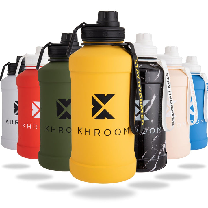Khroom Edelstahl Trinkflasche 1,3L & 2,2L – Kohlensäure geeignet, auslaufsicher, spülmaschinenfest,