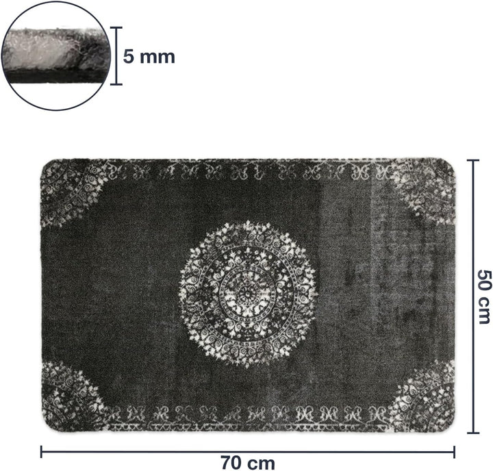 deco-mat Fussmatte Orient (50 x 70 cm, Schwarz) - rutschfeste und waschbare Fussmatte für aussen/inn