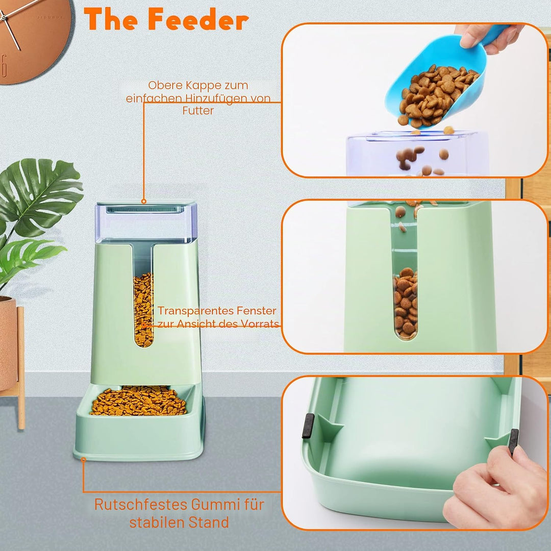 Automatischer Futterspender für Hunde und Wasserspender, Grün