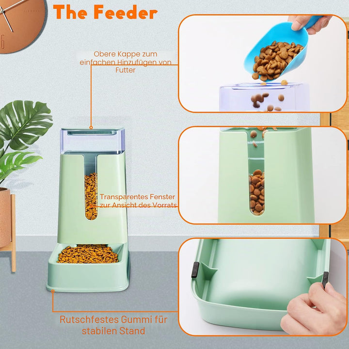 Automatischer Futterspender für Hunde und Wasserspender, Grün