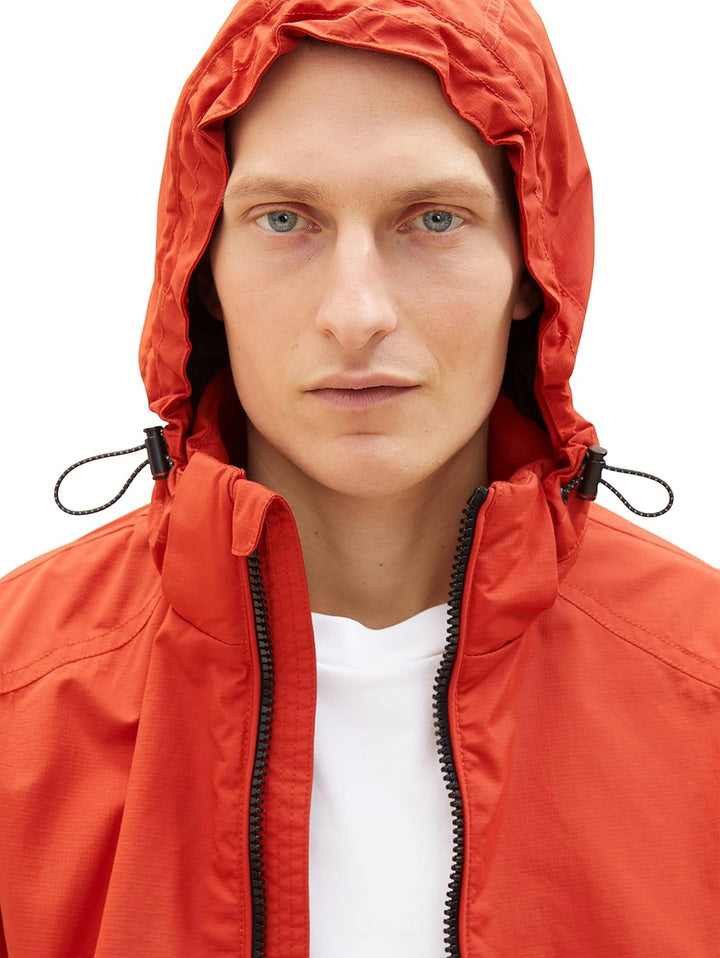 TOM TAILOR Herren Bomber-Jacke mit abnehmbarer Kapuze M 13722 - Rooibos Orange, M 13722 - Rooibos Or