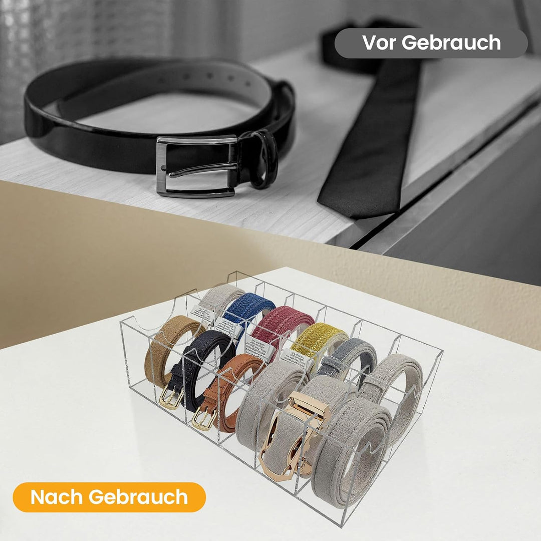 12 Gürtel Aufbewahrung, gürtel aufbewahrung für Herren, Gürtel Organizer Acryl Transparente Gürtel-V