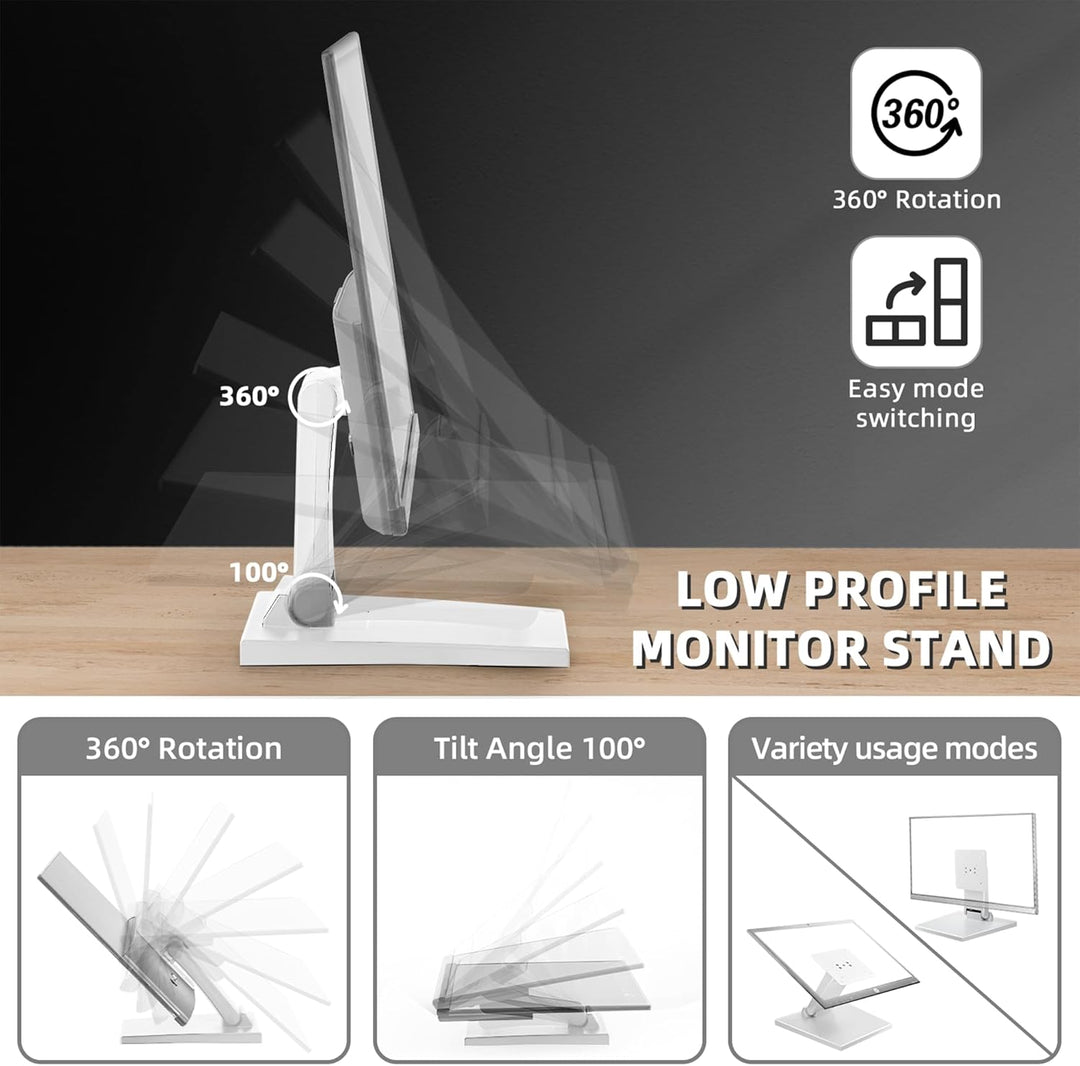 Wearson Flacher Monitorständer – faltbarer Monitorständer mit niedrigem Profil (Weiss), Weiss